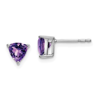 Diamond2Deal 14k White Gold Trillion Amethyst Earrings