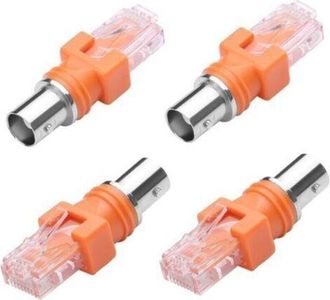 OEM Paquete De 4 Adaptadores Convertidores Bnc A Rj45 Hembra A Rj45 Macho, Conector Coaxial Para Comprobador De L&iacute;nea (naranja)