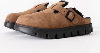 Birkenstock Womens Boston Chunky Clogs in Tan Suede - Size UK 5