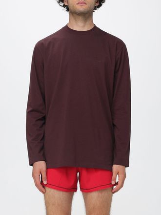 Yohji Yamamoto Long-Sleeved Cotton T-Shirt with Contrast Logo and Dropped Shoulders