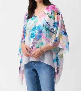 Joseph Ribkoff Floral Bohemian Kimono Top In Off White/multi