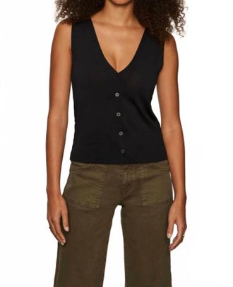Sanctuary Knitted Button Front Top - Plus In Black