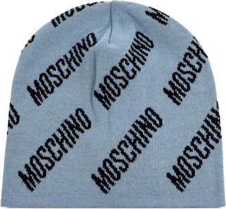 Moschino logo-pattern beanie - unisex - Wool/Acrylic - One Size - Blue