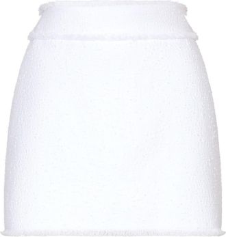Dolce & Gabbana A-line tweed mini skirt - women - Flax/Cotton/Nylon/Silk/Elastane - 42 - White