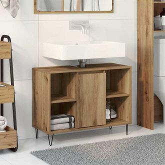 vidaXL Mobile da Bagno con porta rovere artigianale 80 x 33 x 60 cm - Vidaxl