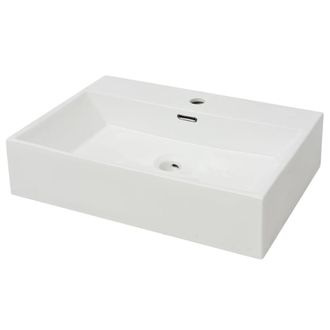 Berkfield Home Basin with Faucet Hole Ceramic White 60.5x42.5x14.5 cm