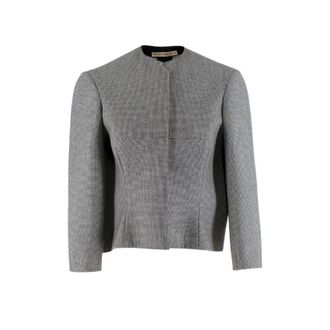 Balenciaga Wool Houndstooth Structured Crop Jacket Size S
