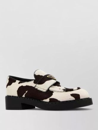 Prada cow hair loafers block heel round toe