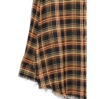 R13 Womens Distressed Checked Cotton Shirt Orange-Neutrals Orange/neutrals