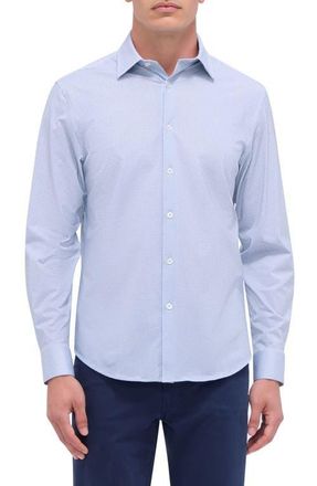Bugatchi James OoohCotton Micropattern Button-Up Shirt in Air Blue at Nordstrom, Size Xxx-Large