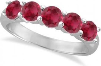 Allurez Five Stone Ruby Ring Anniversary Band 14k White Gold (2.25ctw)