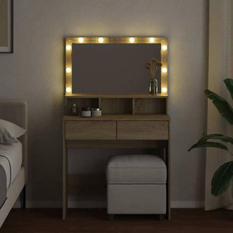 Berkfield Home Beautiful Dressing Table with LED Sonoma Oak 80x41x134.5 cm in Light Brown