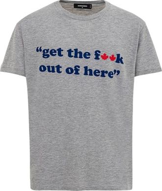 Dsquared2 Katoenen T-shirt met Get the f**k.. Print - Heren - T-shirts - Grijs - M - Katoen - Tops