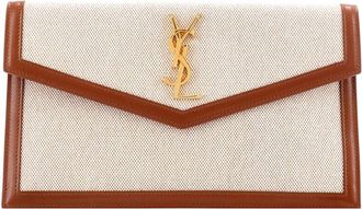 Saint Laurent Beige Canvas Uptown Pouch (Authentic Pre-Loved)