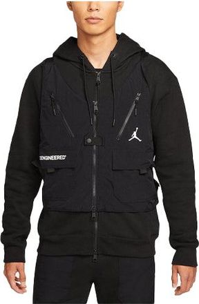 Nike Jordan Air Jordan Multiple Pockets Solid Color Logo Detachable Fleece Lined Hooded Jacket Black DC9582-010