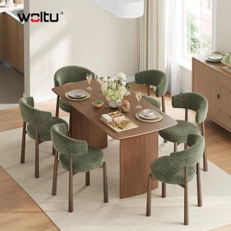 Woltu Woltu Juego De 6 Sillas Modernas Para Comedor/cocina - Tapizado De Chenilla, Patas De Metal Con Efecto Madera - Apto Para Comedor, Sala De Estar O Res
