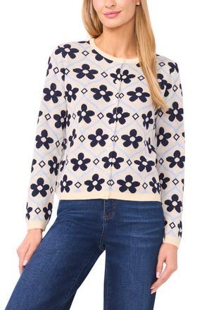 CeCe by Cynthia Steffe Floral Cardigan in Sweet Butter at Nordstrom, Size X-Large