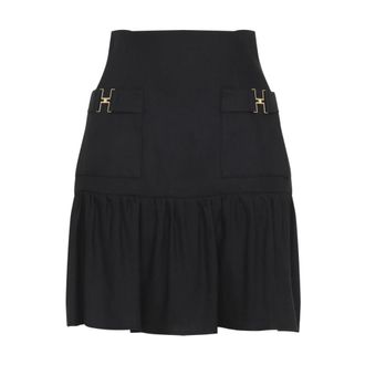 Elisabetta Franchi Short Skirts, female, Black, Size: XS Linen Mini Skirt