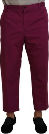Dolce & Gabbana Elegante Magenta Katoenen Stretchbroek - Heren - Vrijetijds broeken - Roze - 3XL - Katoen - Broeken