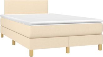 vidaXL Cama Box Spring Con Colch&oacute;n Y Led Tela Crema 120x200 Cm Vidaxl