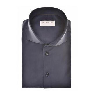 John Miller Heren, Overhemden, Blauw, Maat: M Katoen