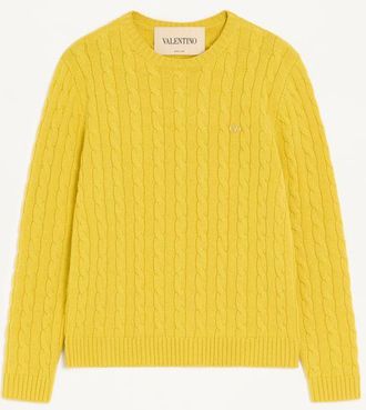 Valentino Valentino Cashmere Cable-Knit Pullover With VLogo Man YELLOW XXL