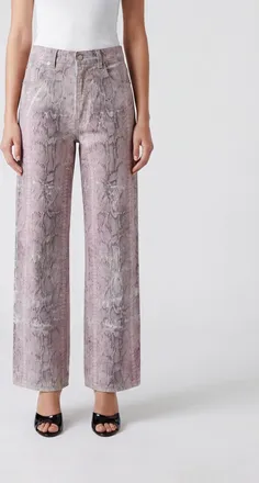Haikure Jeans Winona a gamba larga con stampa pitone a vita media