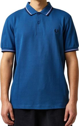 Fred Perry Mens M3600 Twin Tipped Polo Shirt In Midnight Blue Cotton - Size X-Large