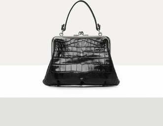 Vivienne Westwood Granny Frame Purse Emboss Croc Leather Black One Size Women