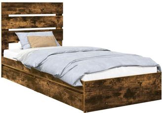 vidaXL Cama Con Almacenamiento Con Cabecera Roble Ahumado 70 X 190 Cm Vidaxl