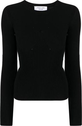 Marine Serre Ribgebreide Lange Top - Dames - Ronde hals truien - Zwart - L - Polyester - Truien & Vesten
