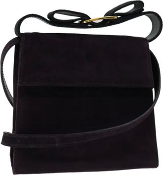 Ferragamo Pre-owned Cross Body Bags, female, Purple, Size: ONE SIZE Pre-owned Suede Cross Body Bag