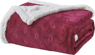 Luxury Home Louvre Embossed Sherpa Plush Throw Blanket