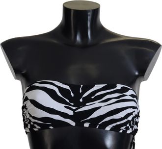 Dolce & Gabbana Black White Zebra Bandeau Swimwear Bikini Womens Top