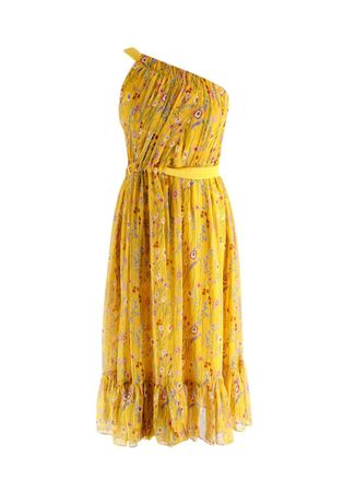 Alexis Pleated One-Shoulder Floral Dress Size S