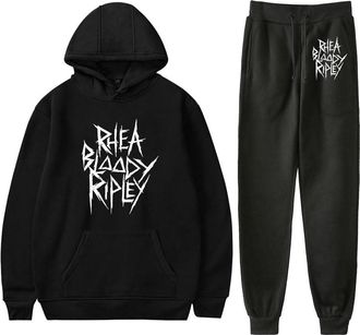 Generic Rhea Ripley Fashion Mens Hoodie Casual Loose Hoodie Suit Hoodies Sportswear (Black,XL)