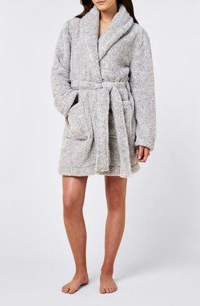 Papinelle Sleepwear Plush Short Robe in Light Grey at Nordstrom, Size X-Small