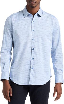 Robert Graham Clayton Geo Print Stretch Cotton Button-Up Shirt in Blue at Nordstrom, Size Xxx-Large