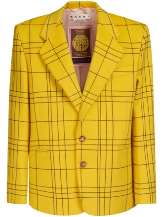 Marni checked single-breasted wool blazer - men - Virgin Wool - 46 - Yellow