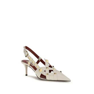 Valentino Garavani Womens Studdy Pump Beige Goatskin