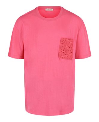 Valentino Cotton Jersey Lace-Pocket T-Shirt