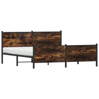Berkfield Home Metal Bed Frame without Mattress Smoked Oak 200x200 cm in Brown