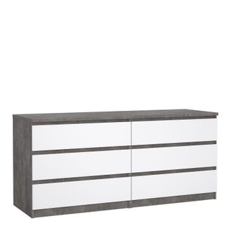 Furniture To Go Naia Wide Chest of 6 Drawers (3+3) in Grey