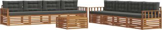 vidaXL Conjunto De Sof&aacute;s De Exterior 9 Uds. Natural Y Antracita Vidaxl