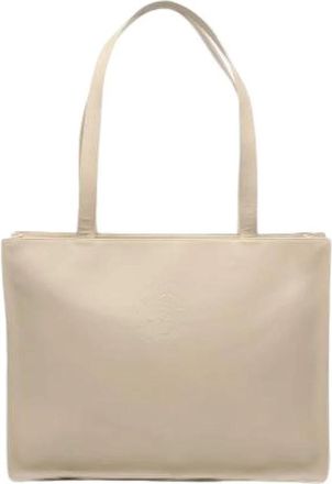 Chanel Pre-owned Vintage Tote Bag - Dames - Vintage Shopper - Beige - ONE Size - Leer - Vintage