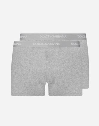 Dolce & Gabbana Stretch Cotton Boxers Two-pack - Man Underwear And Loungewear Gray Cotton 3