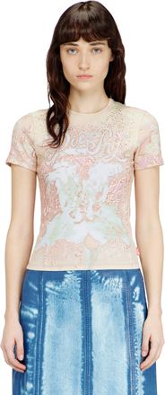 Diesel Animalier-print top with crystals - T-Shirts - Woman - Pink