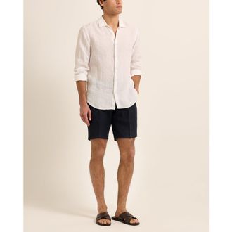 Orlebar Brown Giles Linen Tailored-Fit Shirt in White at Nordstrom, Size X-Large