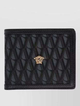 Versace logo wallet featuring textured pattern design