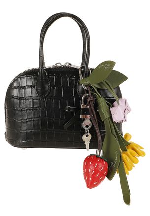 Self Portrait Black Crocodile-Effect Embossed Leather Toast Mini Bag